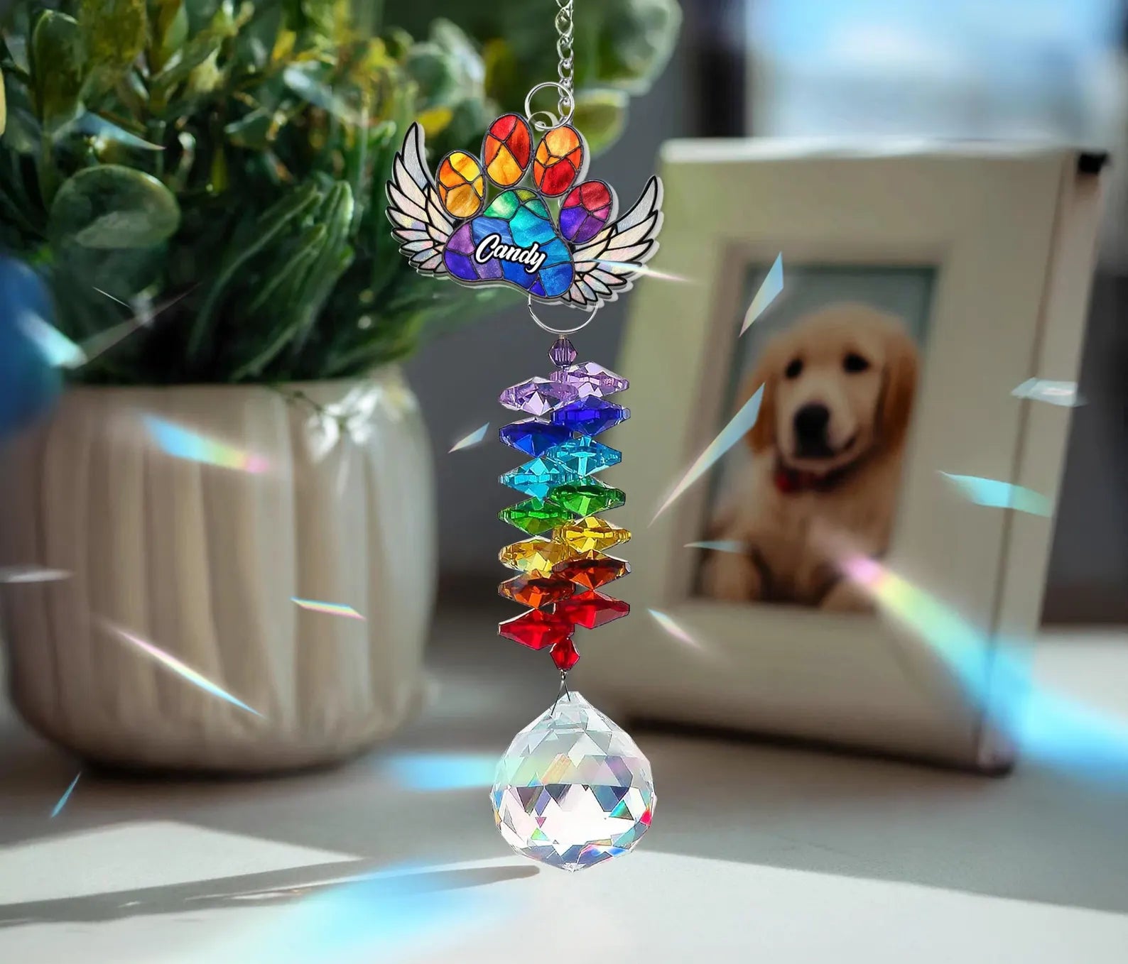 Custom Dog Memorial Crystal Suncatcher, Pet Loss Gift, Dog Memorial Gifts, Pet Sympathy Gift, Dogs Remembrance Gift, Gift For Dog Lovers. MGBILUMIE9