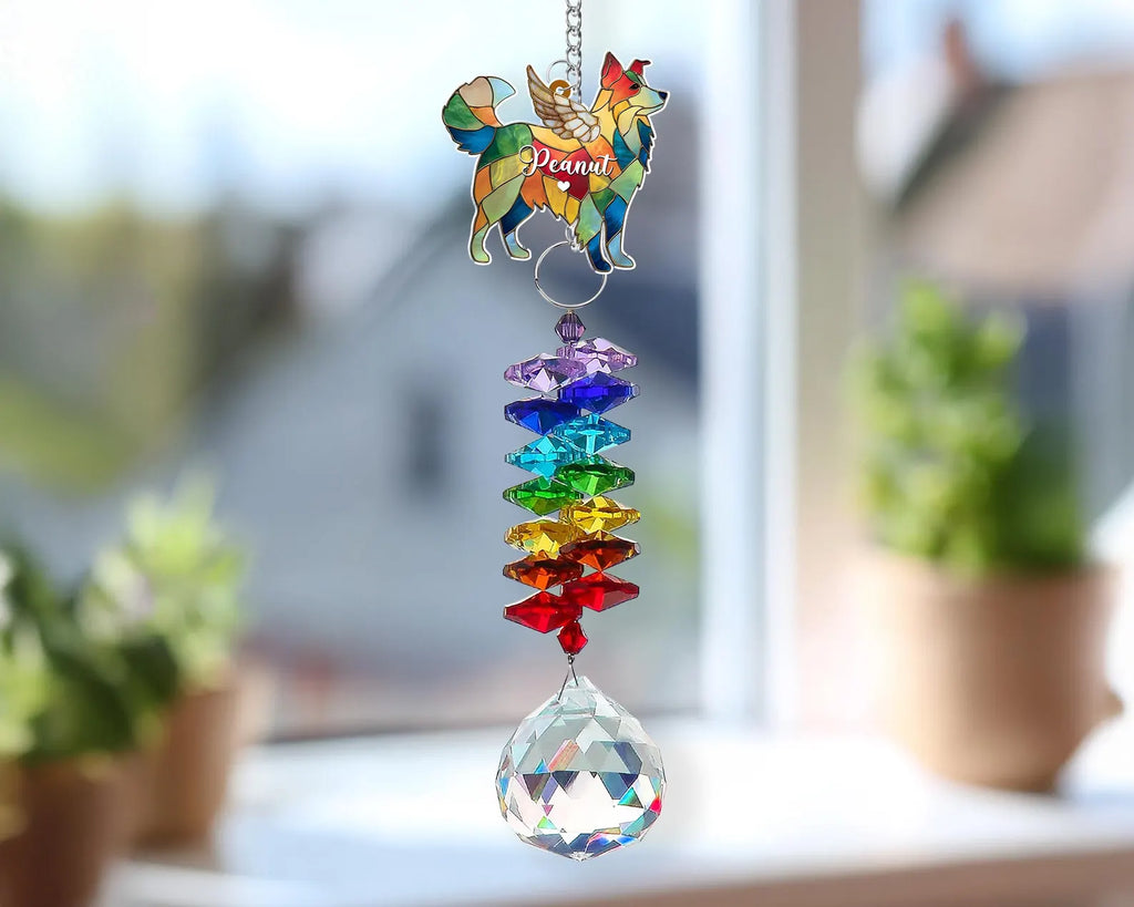 Custom Dog Crystal Rainbow Suncatcher, Dog Memorial Gift, Dog Loss Gift, Pet Loss Sympathy Gift, Dogs Remembrance Gift, Gift For Dog Mom. MGBILUMIE10