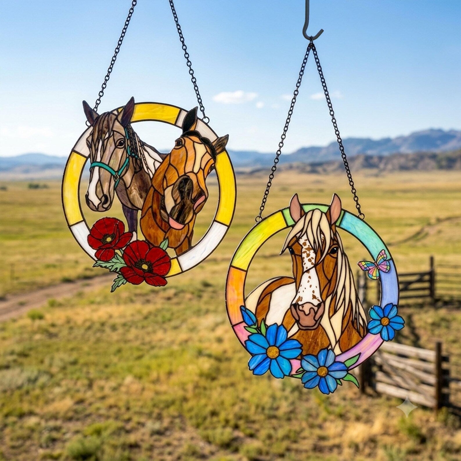 Personalized Horse Memorial Glass Suncatcher, Custom Pet Portrait From Photo Gift, Pet Memorial Gift, Horse Lover Gift, Horse Girl Gift. SCCBILUMMIE42