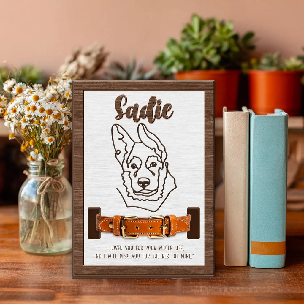 Custom Memorial Pet Collar Sign, Custom Dog Memorial Collar Holder Frame, Pet Memorial Gift, Dog Loss Gift, Loss Of Pet Sympathy Gift. PTBILUMIE7