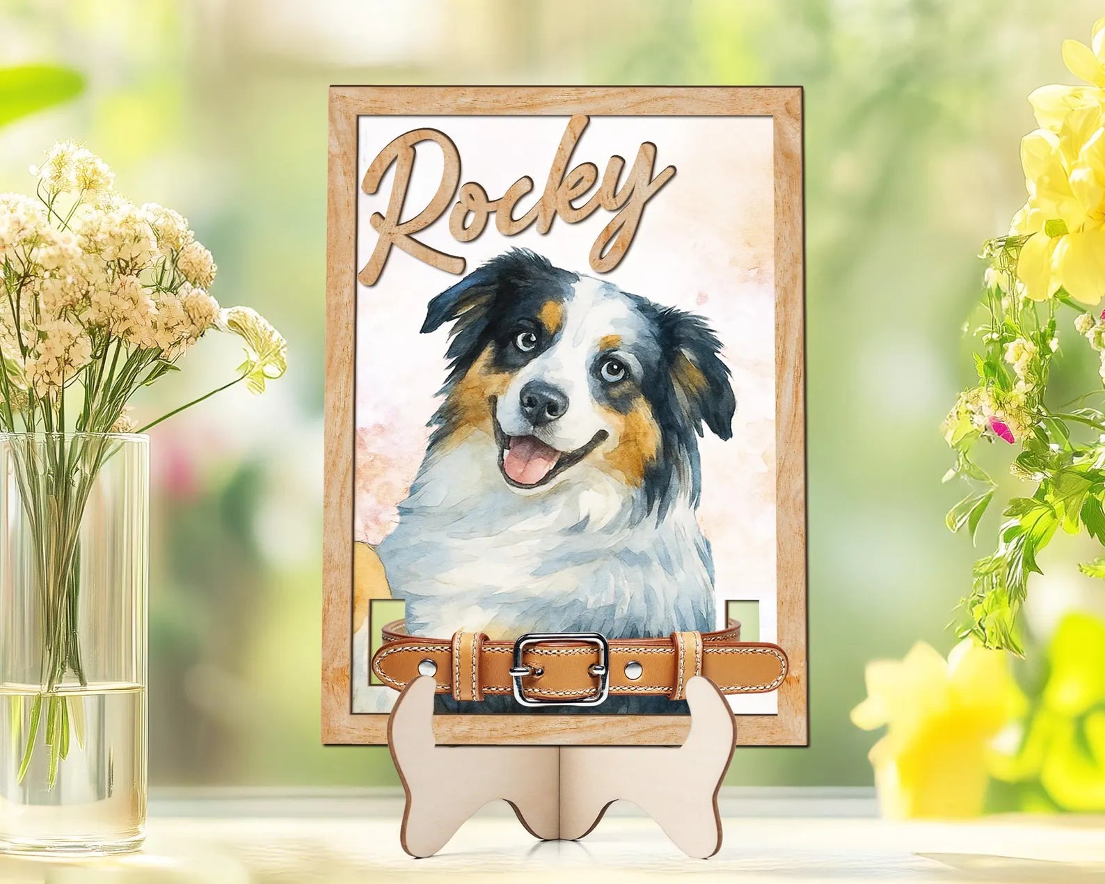 Custom Dog Memorial Frame With Collar Sign, Custom Dog Memorial Gift, Pet Memorial Collar Sign, Dog Loss Sympathy Gift, Pet Memorial Gift.  PTBILUMIE2