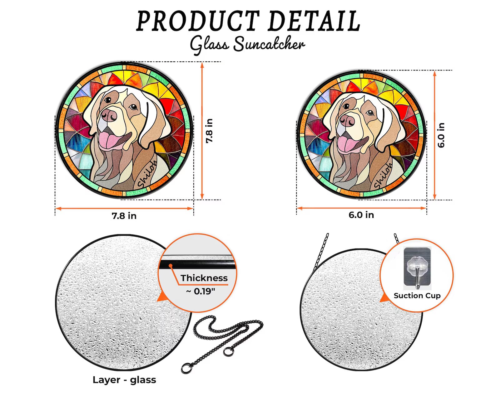 Personalized Pet Portrait Glass Suncatcher, Pet Memorial Gift, Dog Portrait From Photo Suncatcher, Loss Of Pet Gift, Pet Sympathy Gift. SCCBILUMMIE8