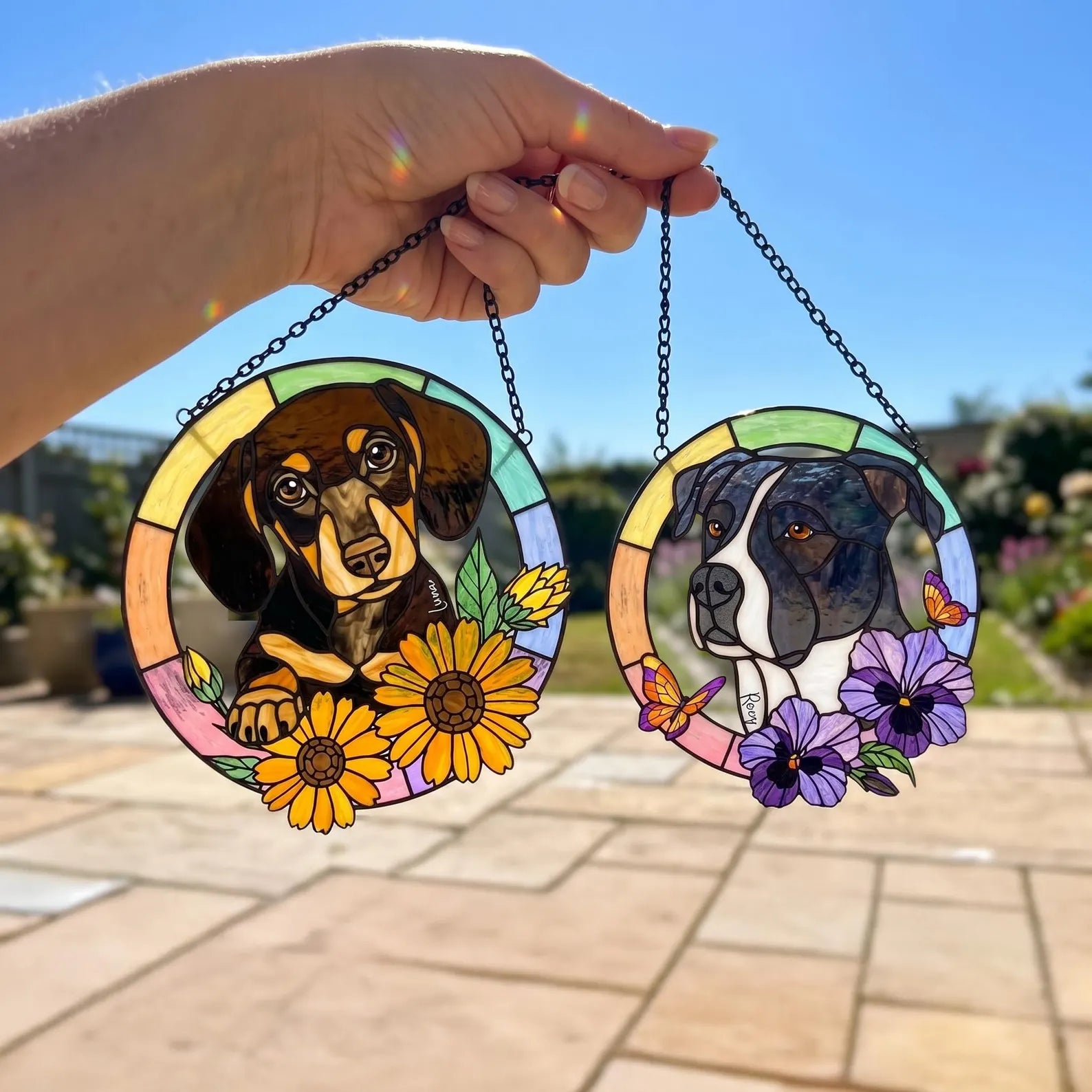 Personalized Cat Memorial Glass Suncatcher, Custom Pet Portrait From Photo Gift, Dog Lover Gift, Loss Of Pet Gift, Pet Rememberance Gift. SCCBILUMMIE45