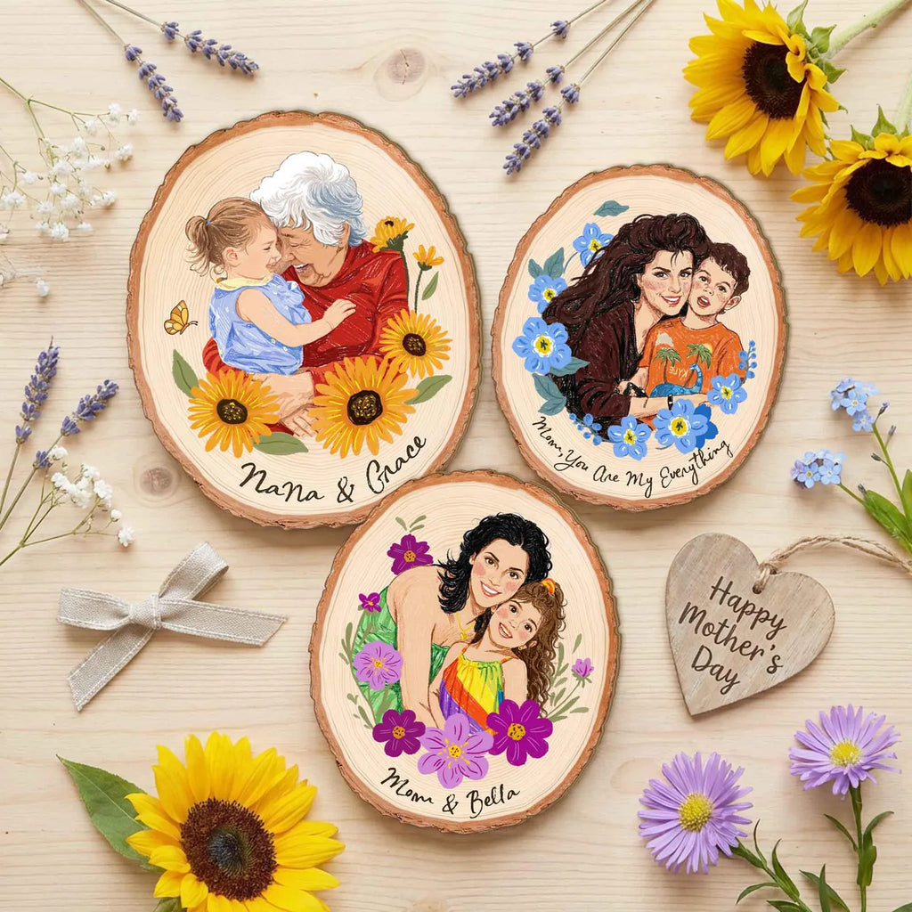 Custom Grandma Portrait Wooden Hanging, Custom Family Portrait From Photo, Grandma Mother's Day Gift, Nana Gift, Grandma Gift From Grandkids. MDBILUMIE12