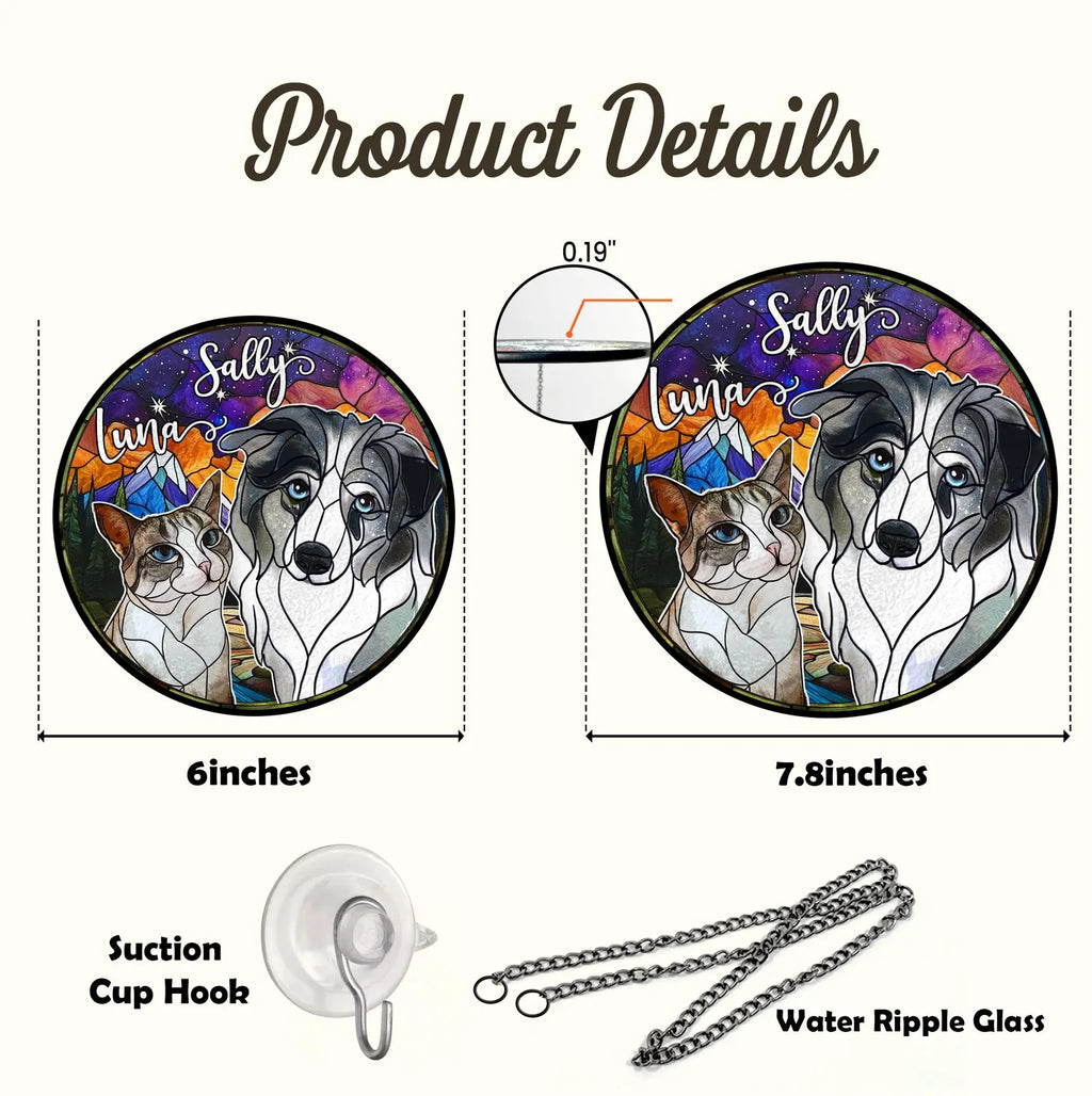 Custom Pets Portrait Glass Suncatcher, Custom Dog Portrait From Photo Glass Art, Dog Memorial Gift, Cat Lover Gift, Christmas Decoration. SCCBILUMMIE29
