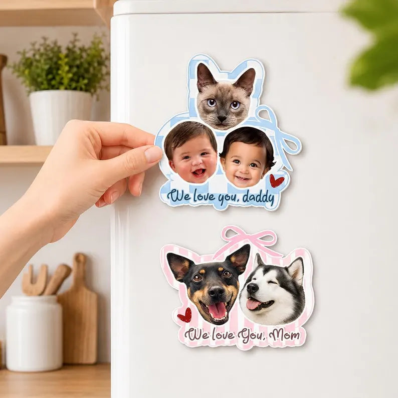 Custom Face Photo Fridge Magnet, Custom Pet Portrait Gift, Personalized Baby Face Magnet, Gift For Dad, Mom Birthday Gift, Grandma Gift. PMBILUMIE3