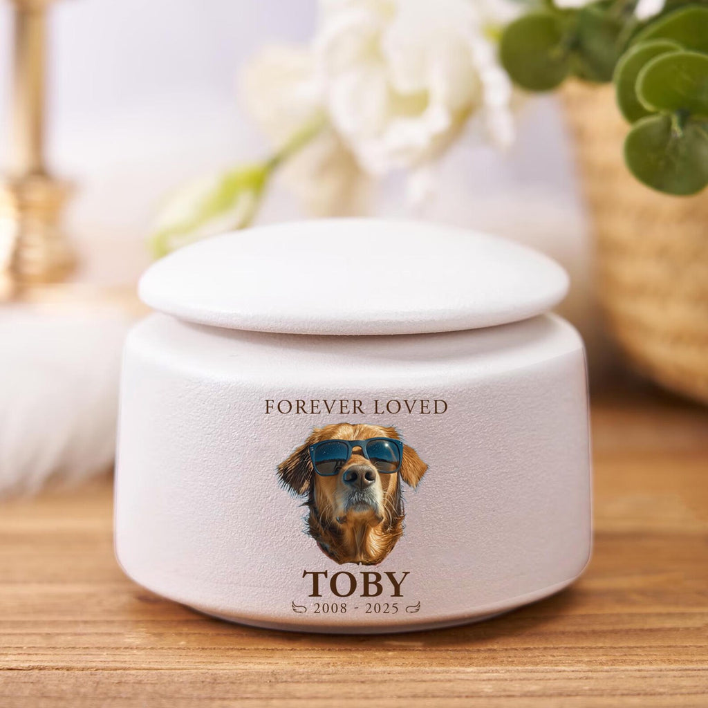 Custom Pet Urn With Photo, Pet Fur Memorial Keepsake, Pet Memorial Gift, Urn For Dog, Dog Loss Sympathy Gift, Gift for Pet Lovers. MGBILUMIE1