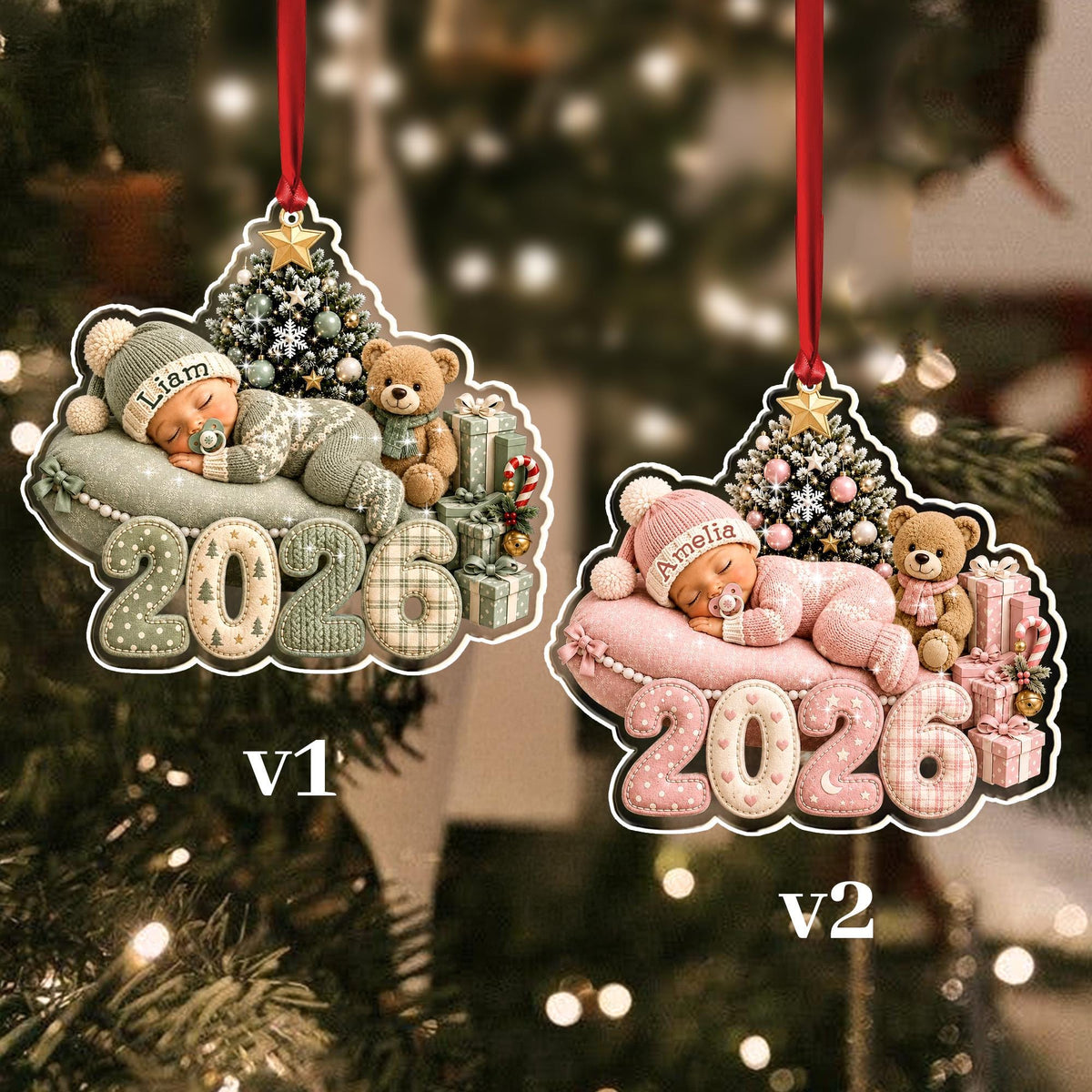 Baby Boy, Baby Girl First Christmas, Custom Kid Name Ornament