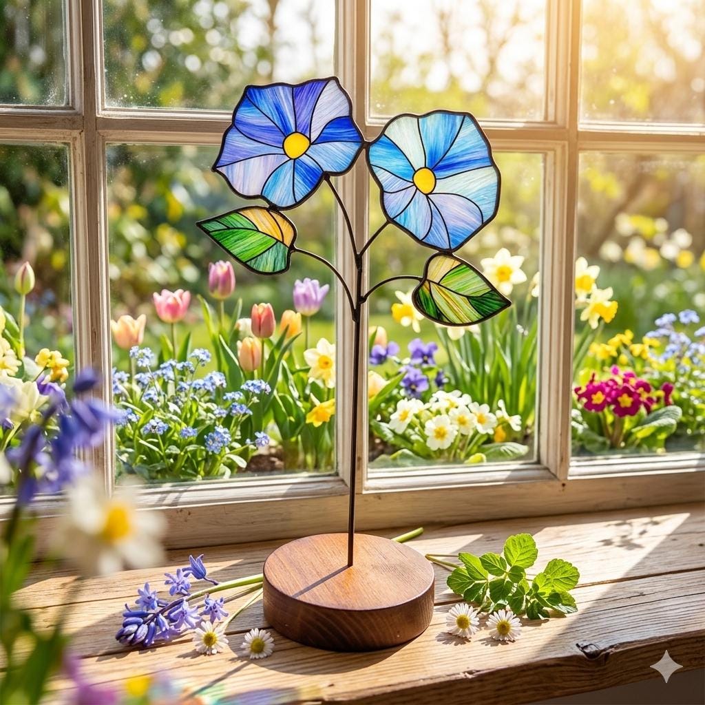 Birth Month Flower Wedding Stained Glass with Stand - Personalized Wedding Favor, Bridesmaid Proposal Gift, Unique Floral Wedding Decor