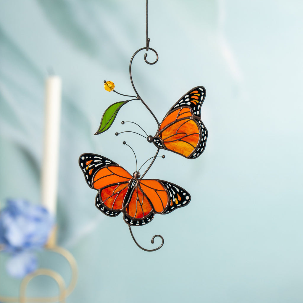 orange butterflies made of modern stained glass