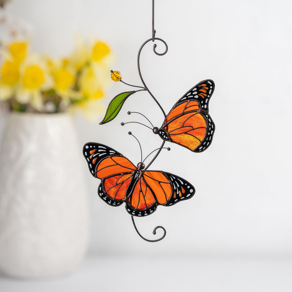 stained glass butterflies window hanging