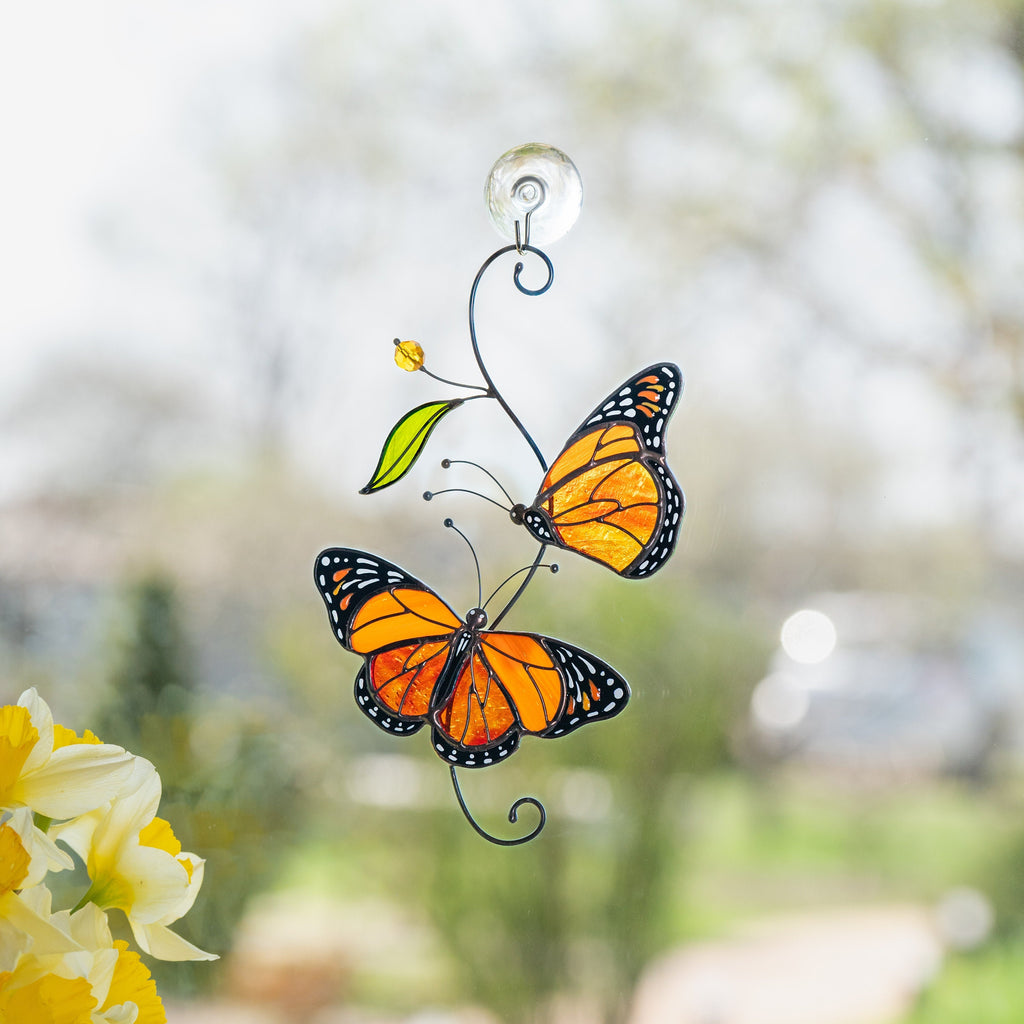 Butterfly stained glass window hanging