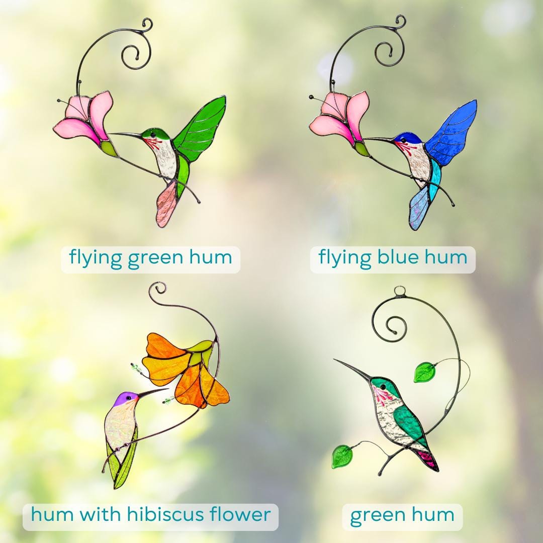 the variation of hummingbirds stained glass suncatchers