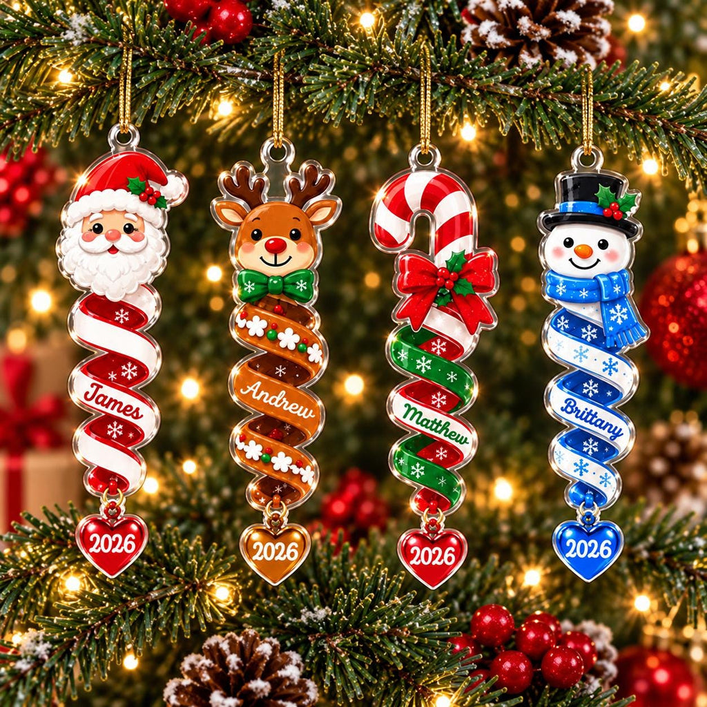 Custom Name Spiral Ornament, Spiral Christmas Ornaments, Family Ornament 2026, Snowman Santa Christmas Keepsake, Christmas Gifts for Friends