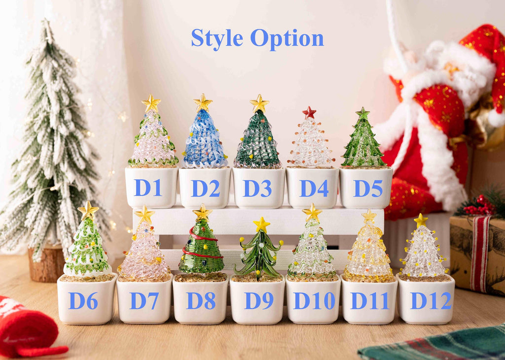 Custom Photo Christmas Tree Potted Planter for Family, Mini Glass Tree Ornament, Christmas Desk Decor, Holiday Keepsake for Kid, Xmas Gift