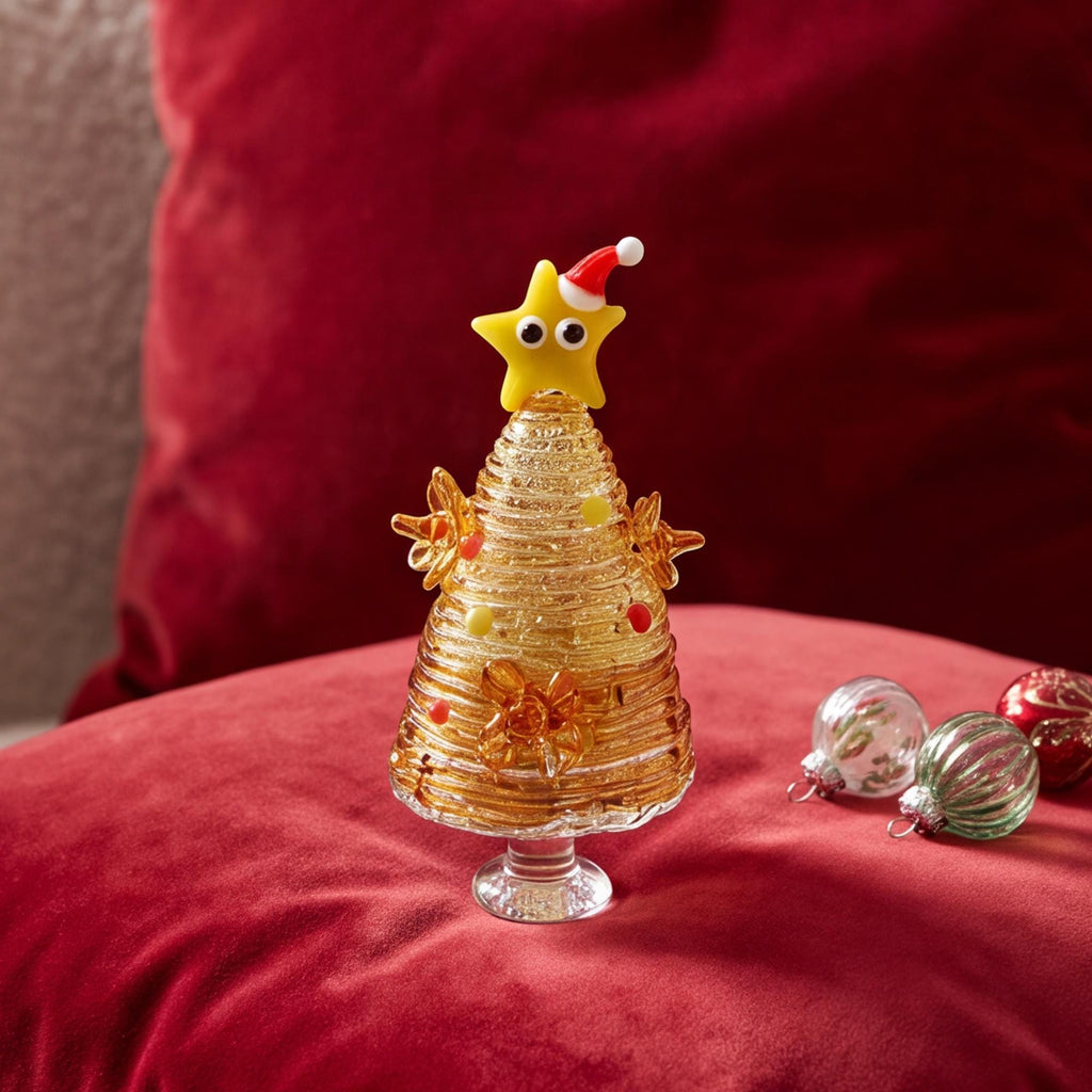 Handmade Glass Christmas Tree, Mini Glass Tree Figurine, Colorful Holiday Tabletop Decor, Unique Christmas Gift for Friends and Family