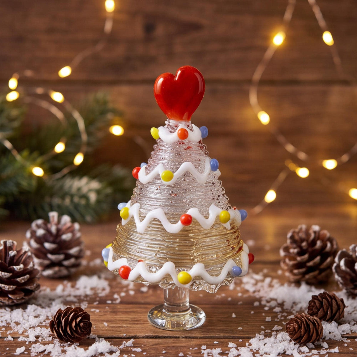 Handmade Glass Christmas Tree, Mini Glass Tree Figurine, Colorful Holiday Tabletop Decor, Unique Christmas Gift for Friends and Family
