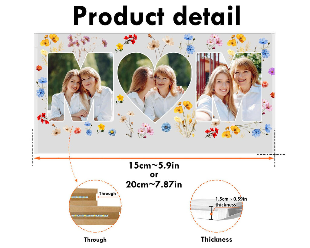 Custom Mom And Daughter Photo Collage Night Light, Mother's Day Gift, Family Photo Gift, Gift For Mom, Mom Birthday Gift, Mom Gift From Kids. NLFRBILUMIE31