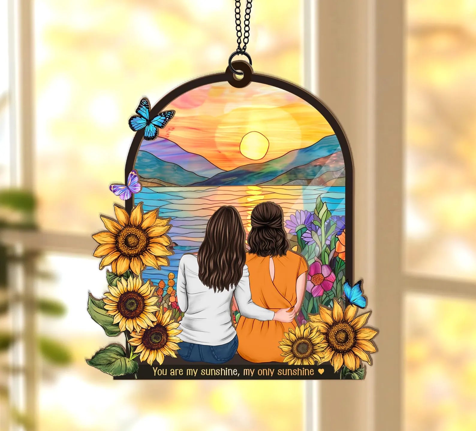 Custom Mom And Daughter Portrait Suncatcher, Mothers Day Gift, Gift For Mom, Mom Gift From Daughter, Mom Birthday Gift, Window Hanging. MDBILUMIE2