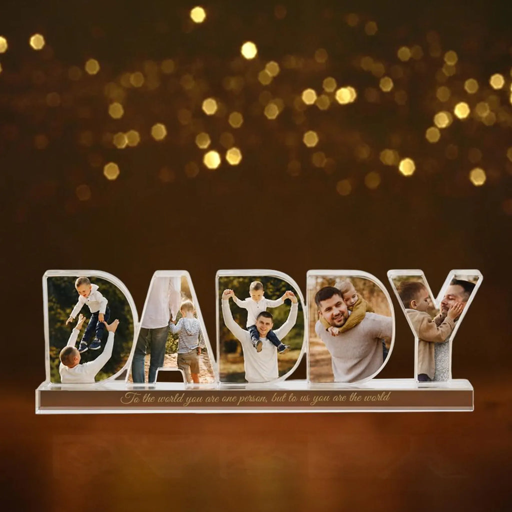 Custom Daddy Photo Collage Acrylic Block, Custom Dad Photo Gift, Father's Day Gift, Grandpa Gift, Dad Birthday Gift, Gift For Dad. FDBILUMIE4