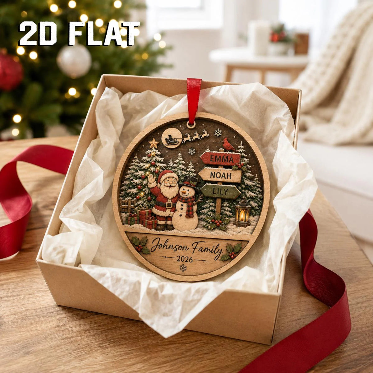 Personalized Family Christmas Ornament 2026, Santa Snowman Wooden Ornament, Custom Name Family Keepsake, Christmas Tree Decor	COBILUMIE94