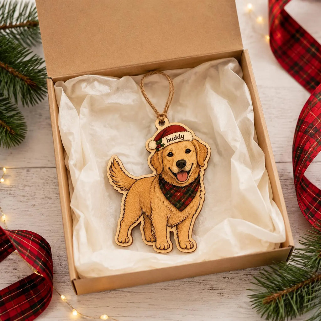 Personalized Golden Retriever Wooden Ornament, Custom Dog Name Christmas Ornament, Pet Memorial Gift, Dog Lover Christmas Keepsake	COBILUMIE99