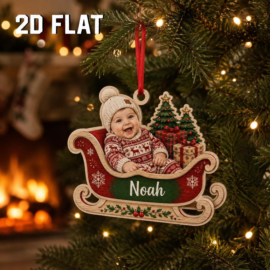 Personalized Baby First Christmas Ornament 2026, Custom Photo Wooden Ornament, Newborn Keepsake, Baby Boy Girl Christmas Gift	COBILUMIE114