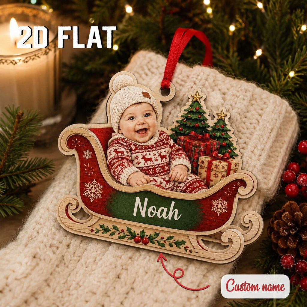 Personalized Baby First Christmas Ornament 2026, Custom Photo Wooden Ornament, Newborn Keepsake, Baby Boy Girl Christmas Gift	COBILUMIE114