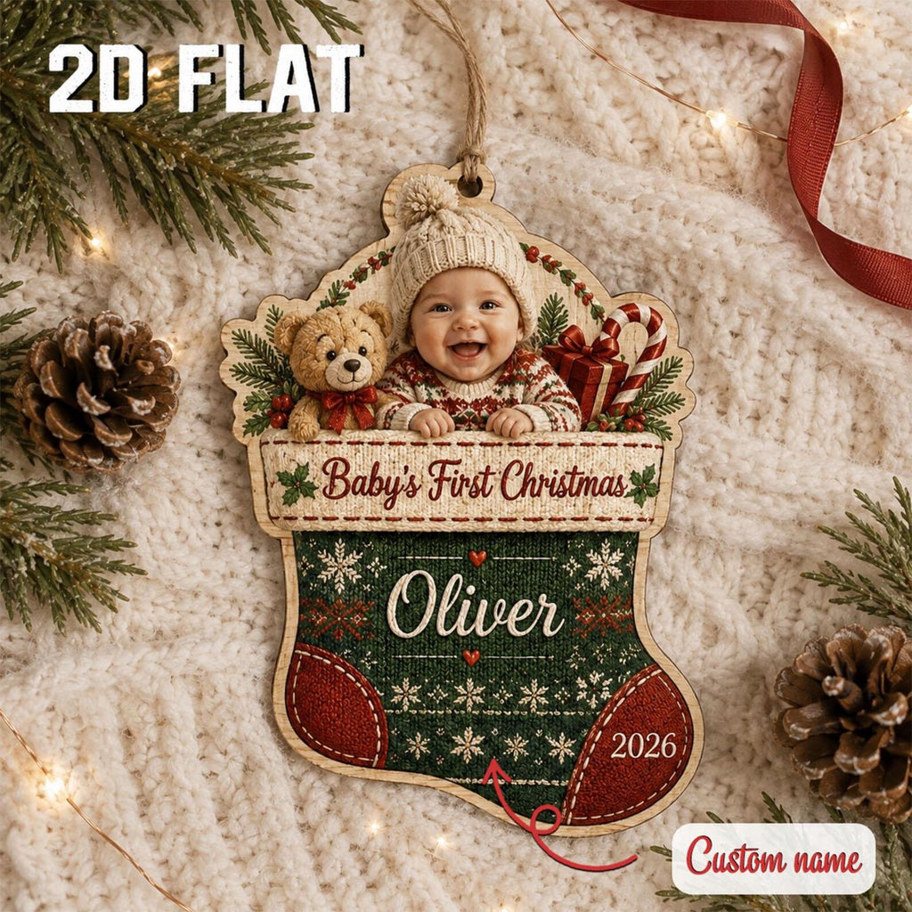Personalized Baby First Christmas Ornament 2026, Custom Photo Wooden Gift Box Ornament, Newborn Keepsake, New Parents Holiday Gift	COBILUMIE116