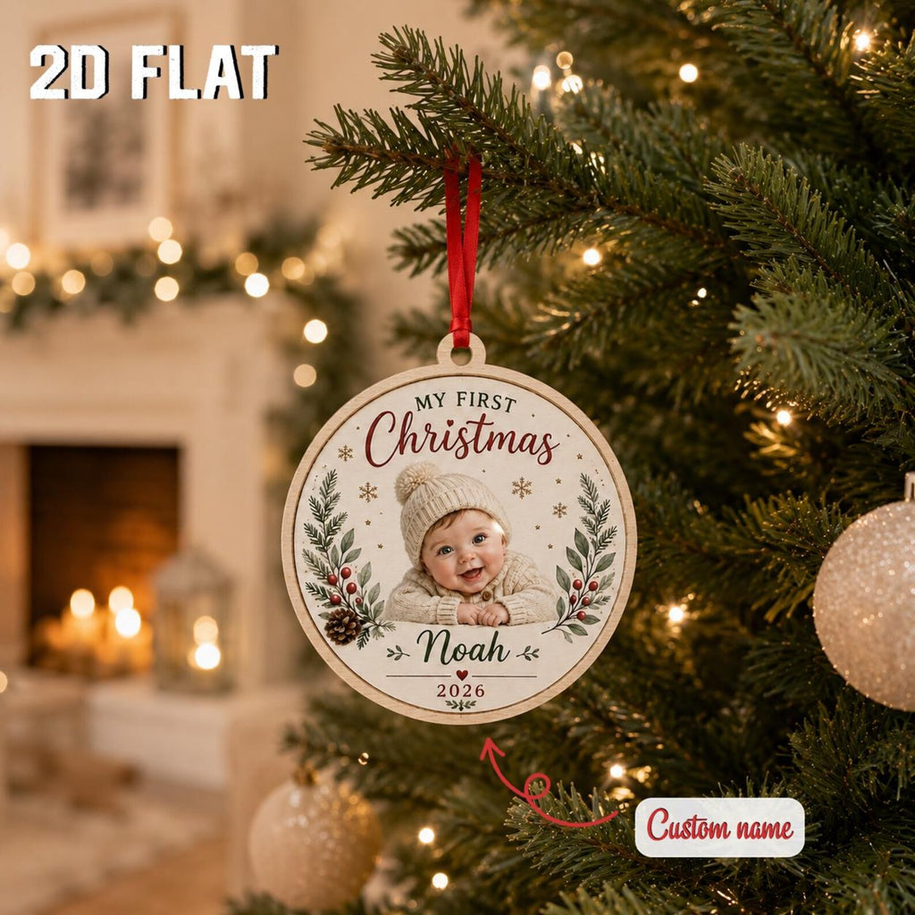 Personalized Baby First Christmas Ornament, Custom Photo Baby Name Ornament, My First Christmas 2026, Newborn Keepsake Gift	COBILUMIE117