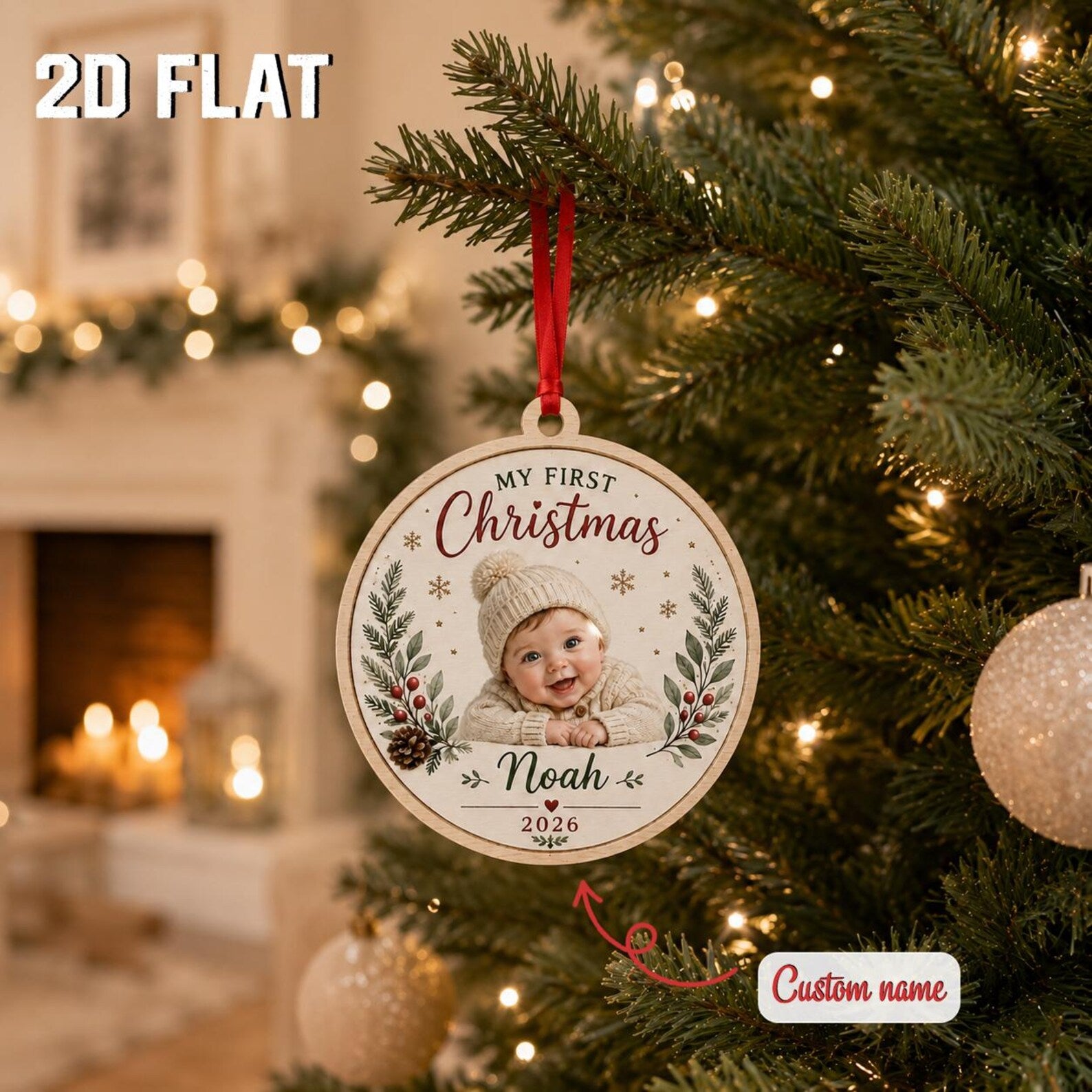 Personalized Baby First Christmas Ornament, Custom Photo Baby Name Ornament, My First Christmas 2026, Newborn Keepsake Gift	COBILUMIE117