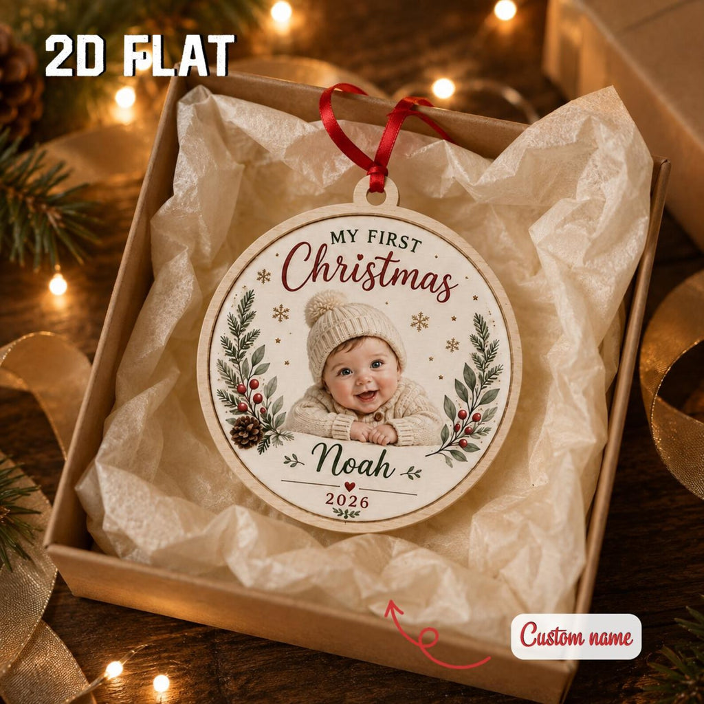Personalized Baby First Christmas Ornament, Custom Photo Baby Name Ornament, My First Christmas 2026, Newborn Keepsake Gift	COBILUMIE117