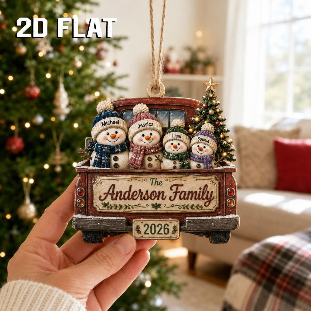 Personalized Family Christmas Ornament 2026, Custom Snowman Family Wooden Ornament, Family Name Keepsake, Christmas Tree Decor	COBILUMIE93