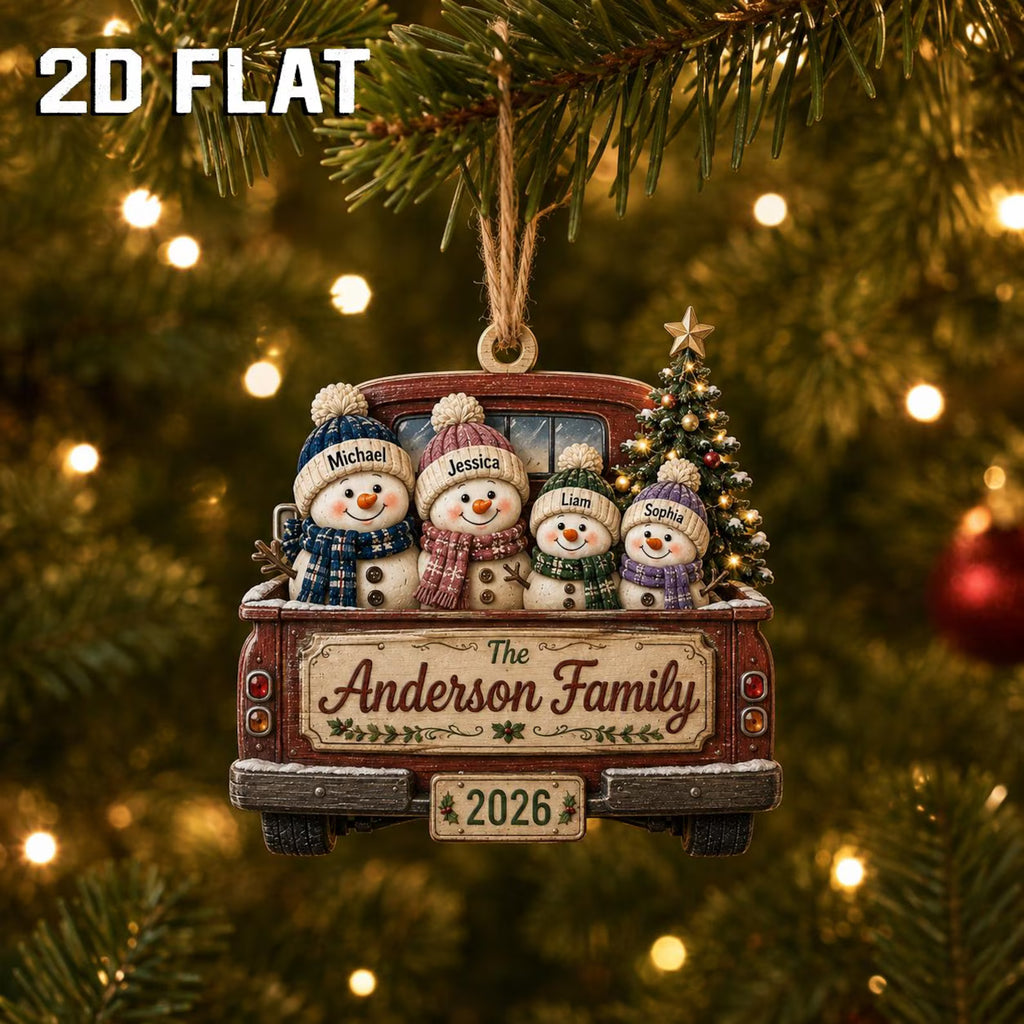 Personalized Family Christmas Ornament 2026, Custom Snowman Family Wooden Ornament, Family Name Keepsake, Christmas Tree Decor	COBILUMIE93
