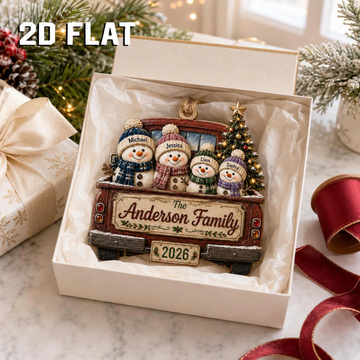 Personalized Family Christmas Ornament 2026, Custom Snowman Family Wooden Ornament, Family Name Keepsake, Christmas Tree Decor	COBILUMIE93