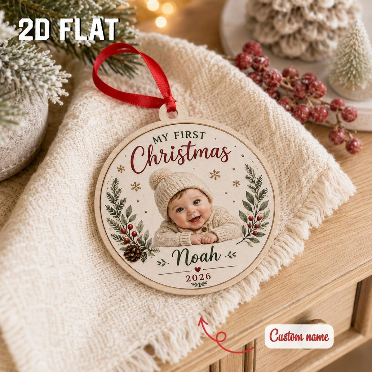Personalized Baby First Christmas Ornament, Custom Photo Baby Name Ornament, My First Christmas 2026, Newborn Keepsake Gift	COBILUMIE117