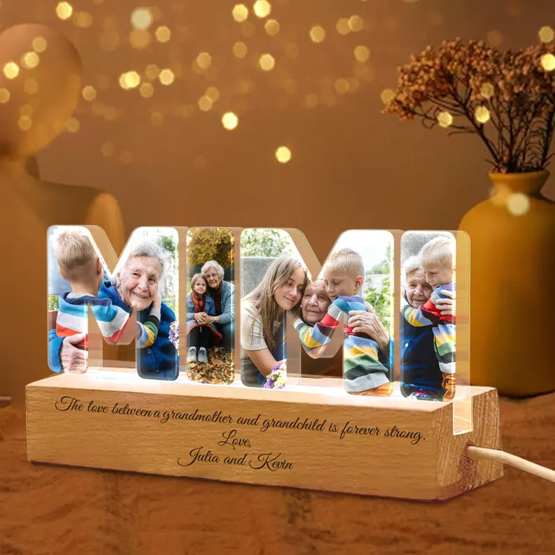 Custom Grandma Photo Collage Light, Mimi Night Light, Family Photo Gift, Gift For Grandma, Gift For Mimi, Gift From Grandkids. NLFRBILUMIE18