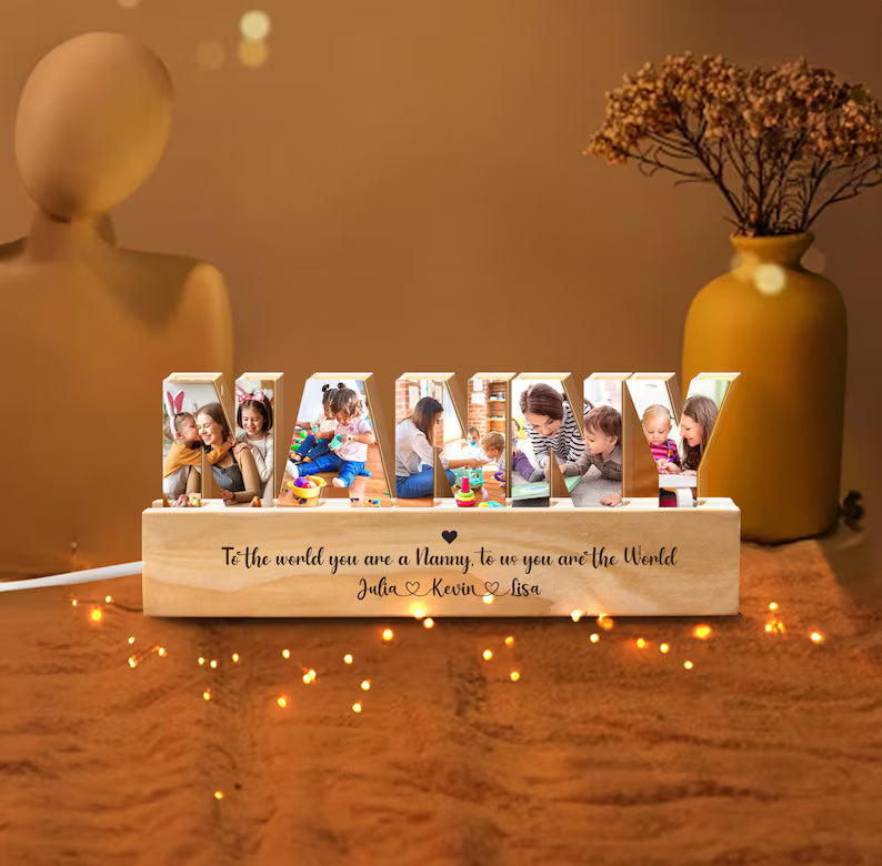 Personalized Nanny Photo Collage Light, Nanny Photo Gift, Gift for Nanny, Babysitter Gift, Nanny Christmas Gift, Nursery Home Decor. NLFRBILUMIE15