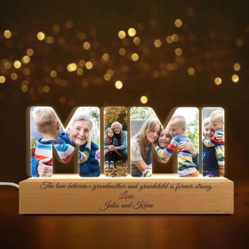 Custom Grandma Photo Collage Light, Mimi Night Light, Family Photo Gift, Gift For Grandma, Gift For Mimi, Gift From Grandkids. NLFRBILUMIE18