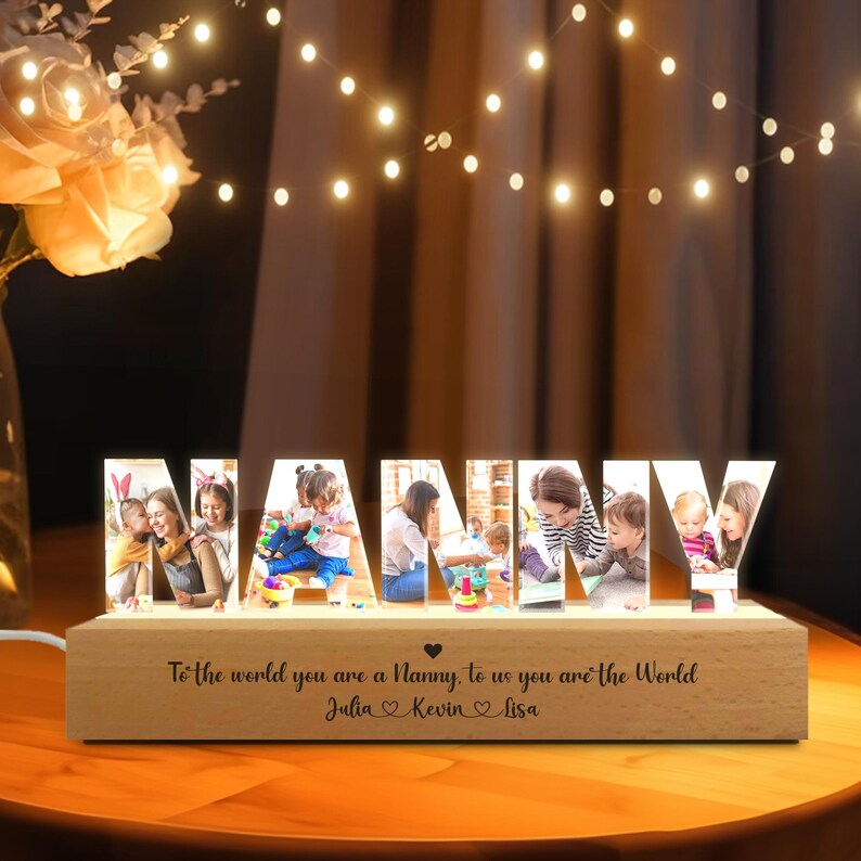 Personalized Nanny Photo Collage Light, Nanny Photo Gift, Gift for Nanny, Babysitter Gift, Nanny Christmas Gift, Nursery Home Decor. NLFRBILUMIE15