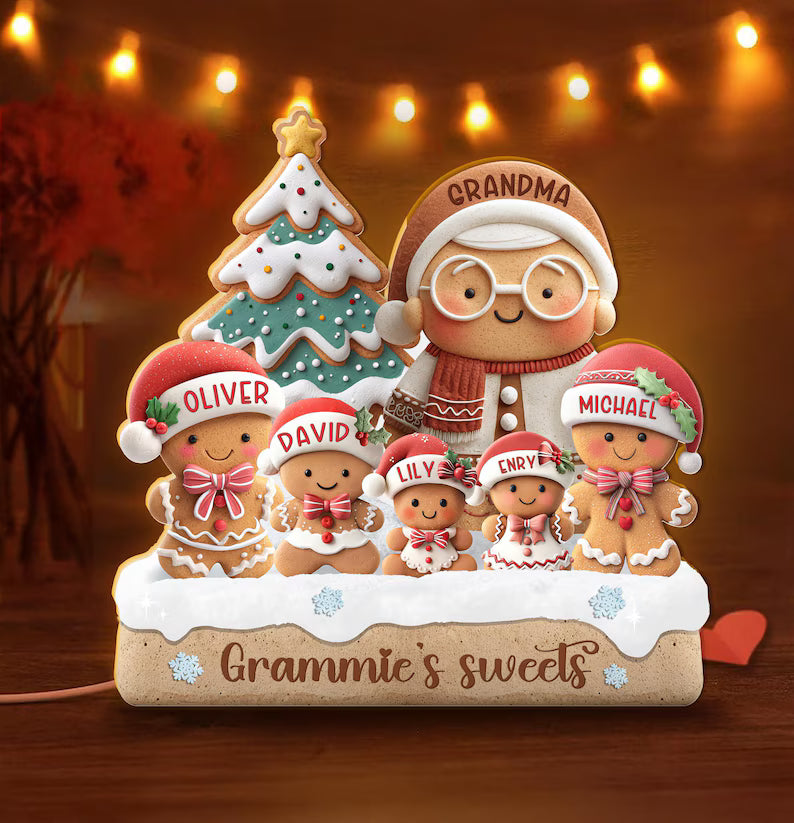 Custom Grandma Gingerbread Family Light Box, Grandma's Perfect Batch, Cookies Family Light, Gift From Grandkids, Grandma Christmas Gift NLFRBILUMIE22