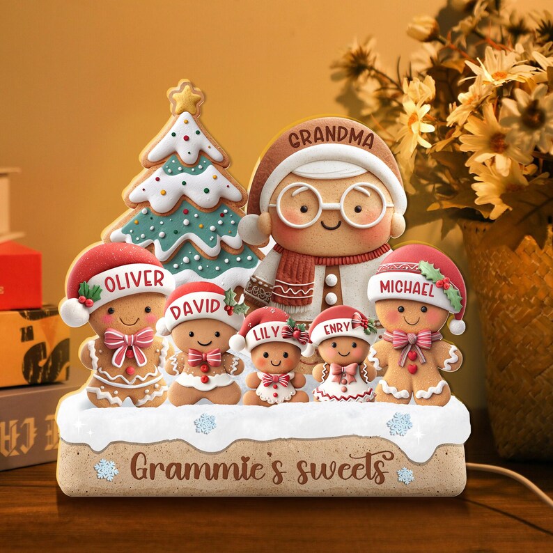 Custom Grandma Gingerbread Family Light Box, Grandma's Perfect Batch, Cookies Family Light, Gift From Grandkids, Grandma Christmas Gift NLFRBILUMIE22