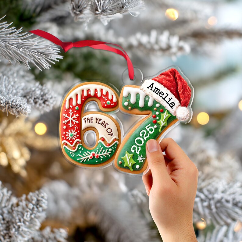 Custom Name Six Seven Ornament, Funny 6 7 Christmas Ornament, Kids Christmas Ornament, Gen Alpha Humor Ornament, Christmas Tree Decor. COBILUMIE10