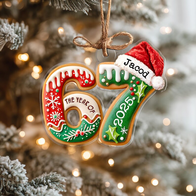 Custom Name Six Seven Ornament, Funny 6 7 Christmas Ornament, Kids Christmas Ornament, Gen Alpha Humor Ornament, Christmas Tree Decor. COBILUMIE10