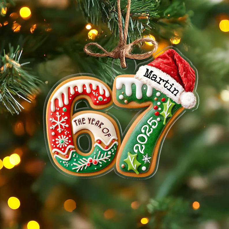 Custom Name Six Seven Ornament, Funny 6 7 Christmas Ornament, Kids Christmas Ornament, Gen Alpha Humor Ornament, Christmas Tree Decor. COBILUMIE10