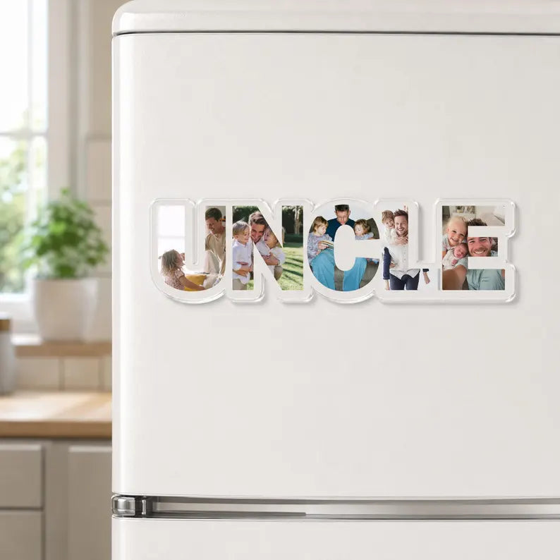 Personalized Auntie Photo Collage Fridge Magnet, Custom Auntie Gift From Kids, Custom Family Picture Frame, Uncle Gift, Family Photo Gift. PMBILUMIE5