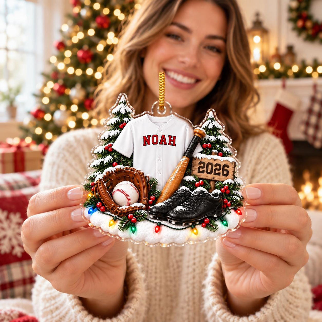Personalized Baseball Ornament, Custom Name Baseball Christmas Ornament, Baseball Player Gift,  Christmas Ornament 2026