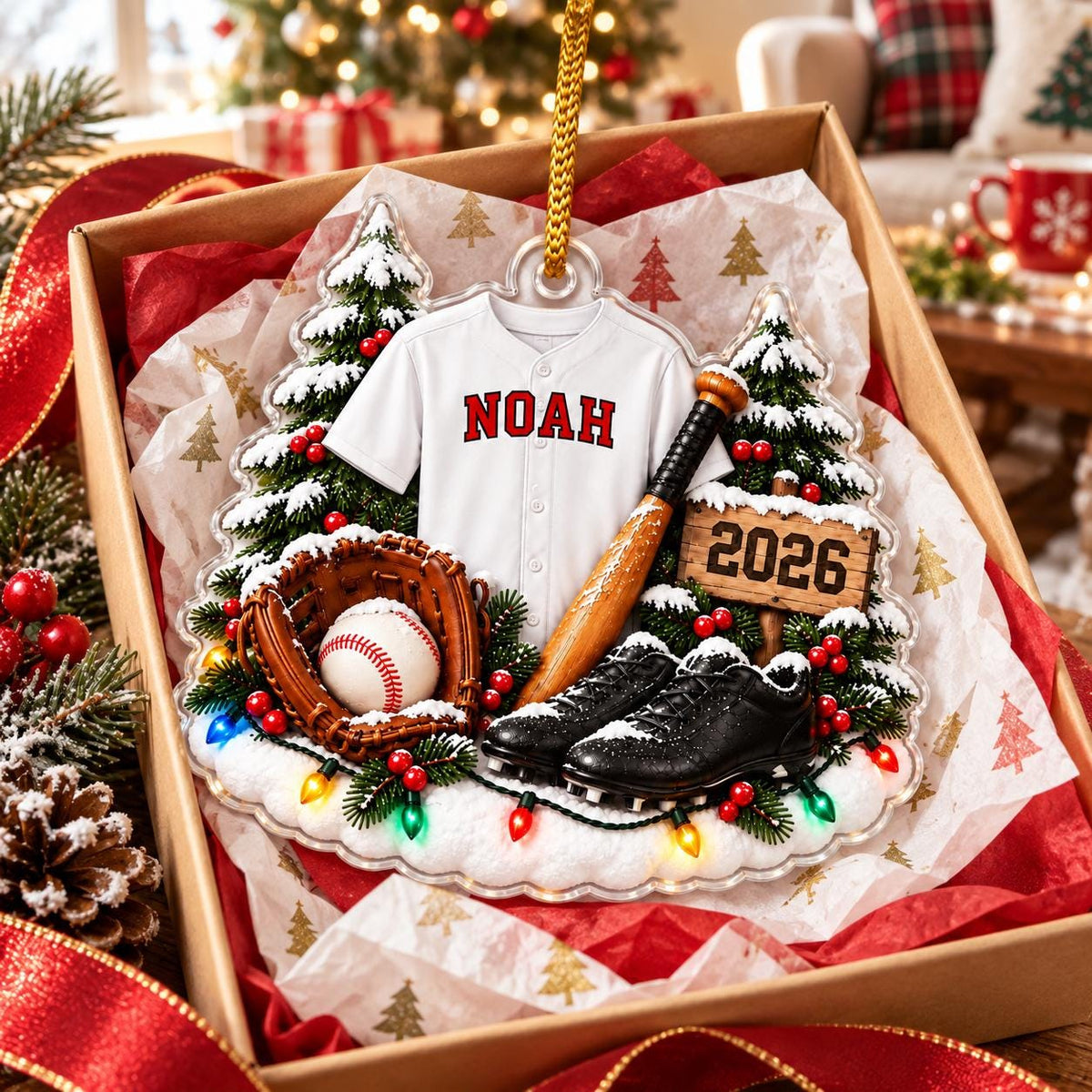 Personalized Baseball Ornament, Custom Name Baseball Christmas Ornament, Baseball Player Gift,  Christmas Ornament 2026