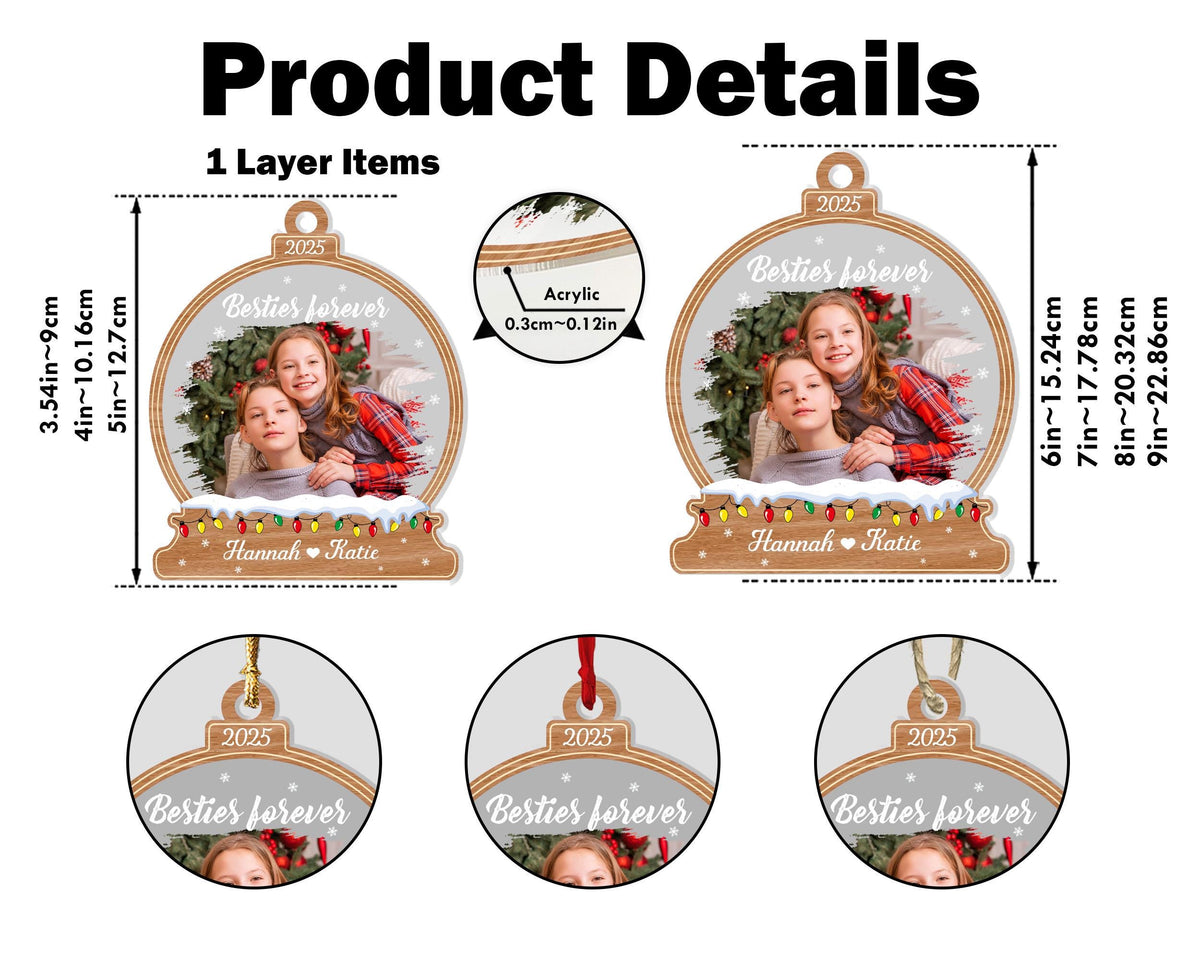 Personalized Bestie Forever Ornament, Kids Christmas Ornament, Friendship Ornament, Besties Gifts, Christmas Decor, Gift For Friends