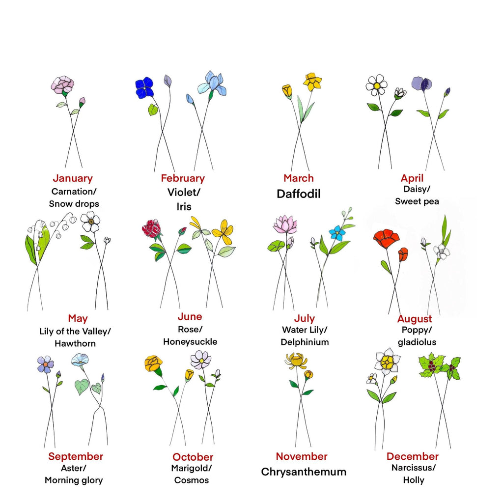 Personalized Birthflower Suncatcher Stained Glass  - Botanical Bouquet Gift